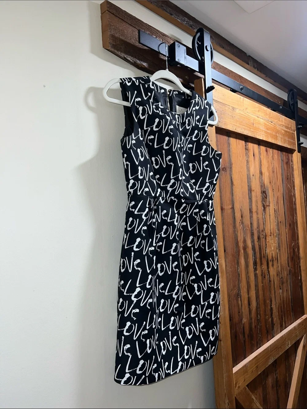 kate spade Black and White 'LOVE' Print Midi Sheath Dress
